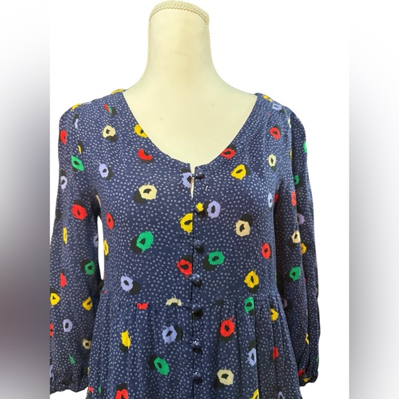 Maeve Anthropologie XS Lila Tiered Button Polka Dot Top Shirt Peasant Blouse - Picture 4 of 9